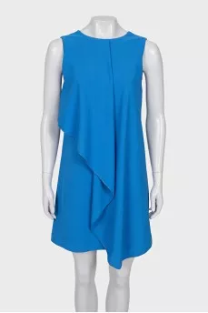 Straight blue dress with frill