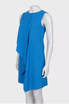 Straight blue dress with frill