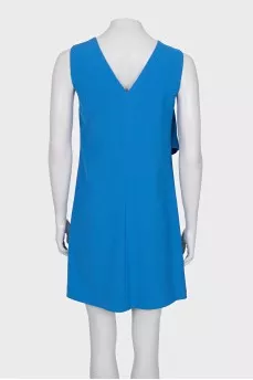 Straight blue dress with frill