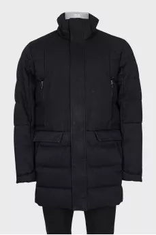 Men's black down jacket with patch pockets