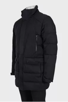 Men's black down jacket with patch pockets