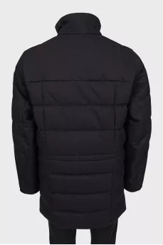 Men's black down jacket with patch pockets