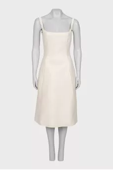 Fitted wool dress with straps