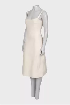 Fitted wool dress with straps