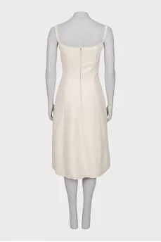 Fitted wool dress with straps