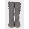 Gray knitted boots