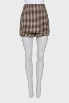 Plaid zippered shorts-skirt