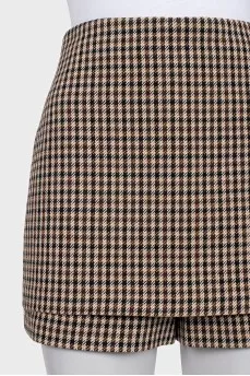 Plaid zippered shorts-skirt
