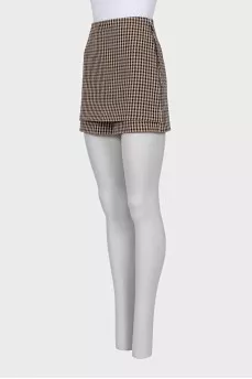 Plaid zippered shorts-skirt