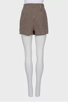 Plaid zippered shorts-skirt