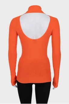 Orange turtleneck with a cutout back