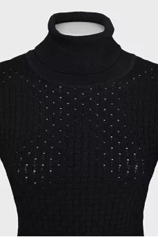 Black bodysuit with a plaid pattern