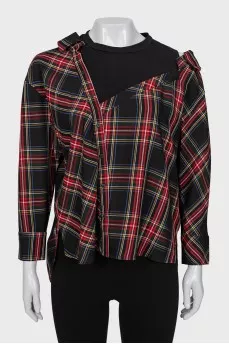 Asymmetrical checkered shirt