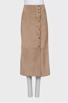 Suede skirt with buttons