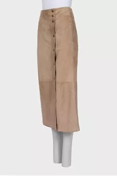 Suede skirt with buttons