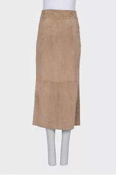 Suede skirt with buttons