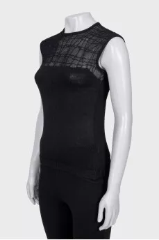 Black knitted tank top