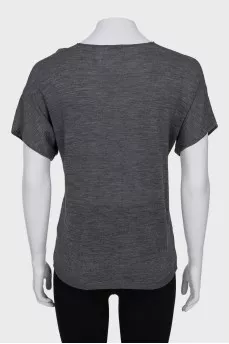 Gray T-shirt with neckline decoration