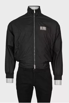 Men's black zip-up windbreaker