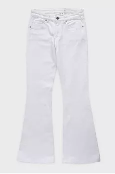 White mid-rise flared jeans