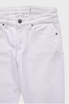 White mid-rise flared jeans