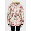 Straight down jacket with a floral print