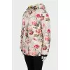 Straight down jacket with a floral print