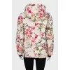 Straight down jacket with a floral print