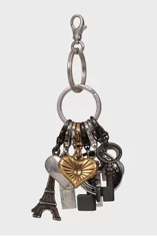 Silver keychain with pendants