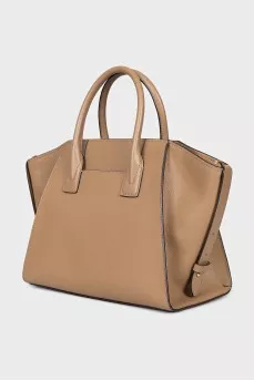Brown leather tote
