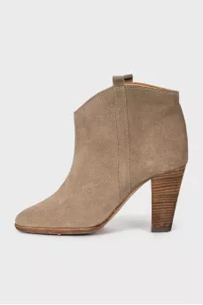 Beige suede ankle boots