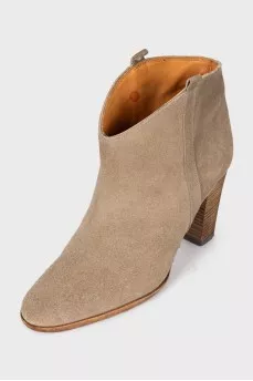 Beige suede ankle boots
