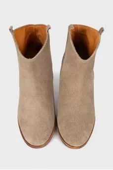 Beige suede ankle boots