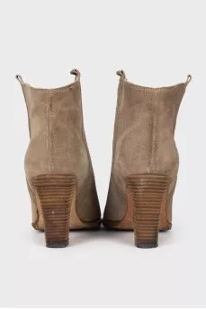Beige suede ankle boots