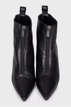 Black ankle boots with silver heels