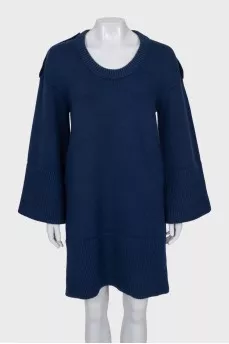 Blue wool and cashmere dress