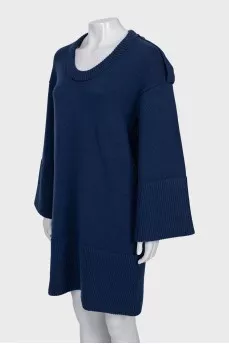 Blue wool and cashmere dress