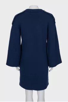 Blue wool and cashmere dress