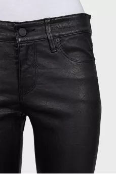 Leather trousers with distressed knees