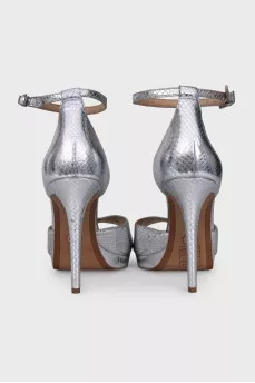 Silver leather heels