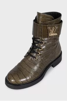 Crocodile skin boots