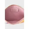 Leather zippered wallet with print