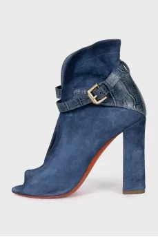Blue suede open-toe shoes