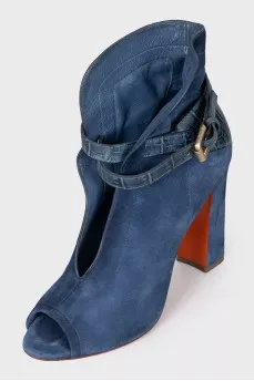 Blue suede open-toe shoes
