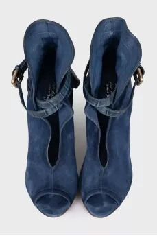 Blue suede open-toe shoes