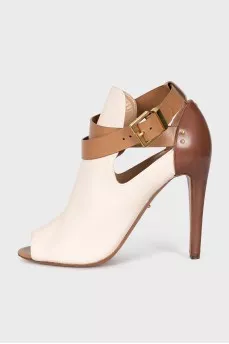 White leather open-toe shoes