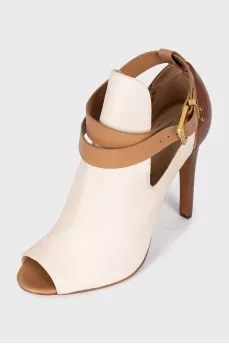 White leather open-toe shoes