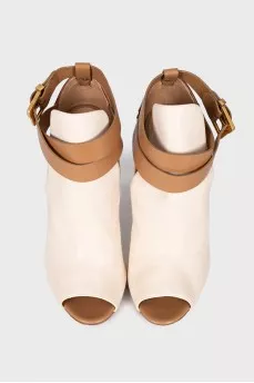 White leather open-toe shoes