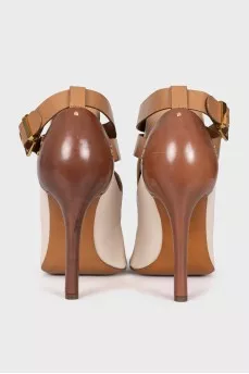 White leather open-toe shoes