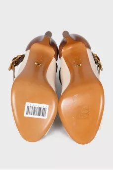 White leather open-toe shoes